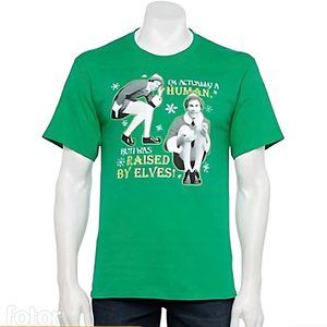 Mens Buddy the Elf Christmas Character Graphic Shirt Green large